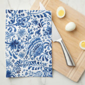 Batik-Blumendesign Blau und Weiß Geschirrtuch (Viertel Falte)
