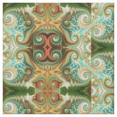 Batik Blumengrün, rot und gelb Stoff (Nahaufnahme)