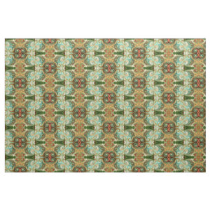 Batik Blumengrün, rot und gelb Stoff