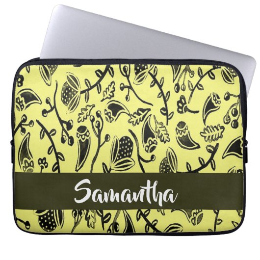 Batik-Blumenmuster Laptopschutzhülle (Vorderseite)