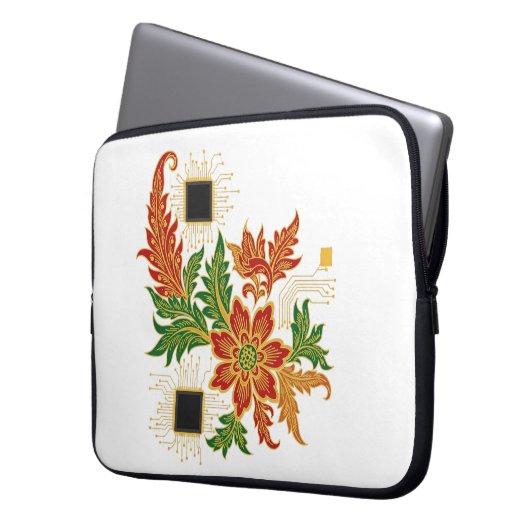 Batik-Blüte & CPU Laptopschutzhülle (Vorderseite Links)