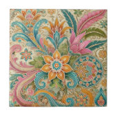 Batik Boho Botanische Wasserfarbe Fliese (Vorderseite)