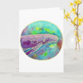 Batik-Buckel-Wal-Kunst Karte (Gelbe Blume)