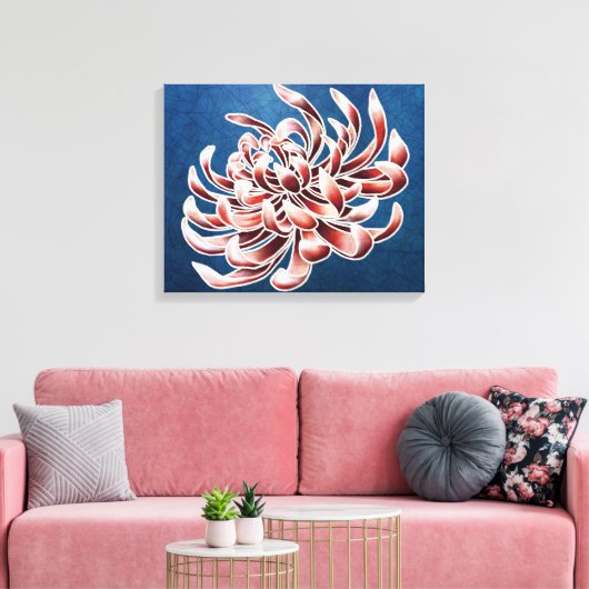 Batik Chrysanthemum Leinwanddruck (Insitu (Wohnzimmer))