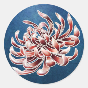 Batik Chrysanthemum Runder Aufkleber