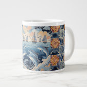 Batik , Dolphinen der Stille Jumbo-Tasse (Vorderseite Rechts)