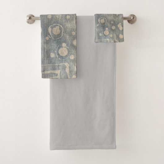Batik Dye Blue Gray Circle Boho Badetücher Set (Insitu)