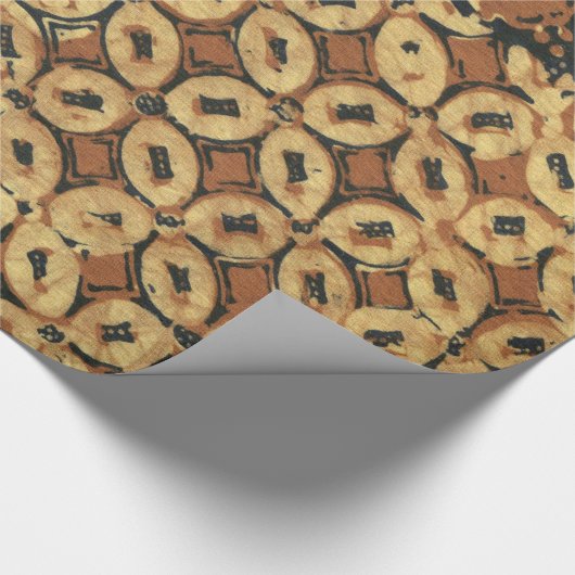 Batik Earthy Coffee Bean Elegant Rustic Rugged Geschenkpapier (Ecke)