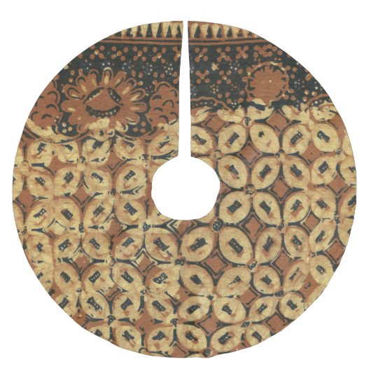 Batik Earthy Coffee Bean Elegant Rustic Rugged Polyester Weihnachtsbaumdecke (Vorderseite)