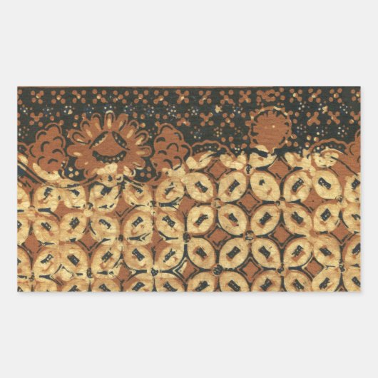 Batik Earthy Coffee Bean Elegant Rustic Rugged Rechteckiger Aufkleber (Vorderseite)