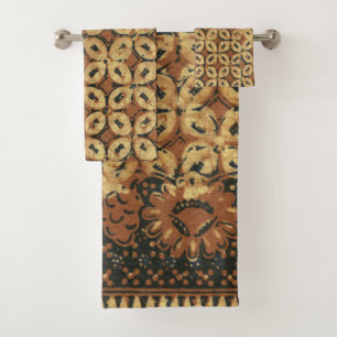 Batik Earthy Coffee Bean Elegant Rustikal geplagt Badhandtuch Set