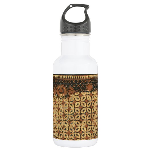 Batik Earthy Coffee Bean Elegant Rustikal geplagt Edelstahlflasche (Vorderseite)