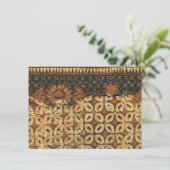 Batik Earthy Coffee Bean Elegant Rustikal geplagt Einladung (Stehend Vorderseite)