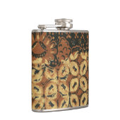 Batik Earthy Coffee Bean Elegant Rustikal geplagt Flachmann (Rechts)