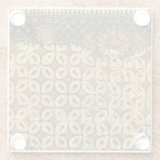 Batik Earthy Coffee Bean Elegant Rustikal geplagt Glasuntersetzer (Rückseite)