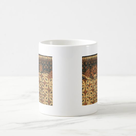 Batik Earthy Coffee Bean Elegant Rustikal geplagt Kaffeetasse (Mittel)