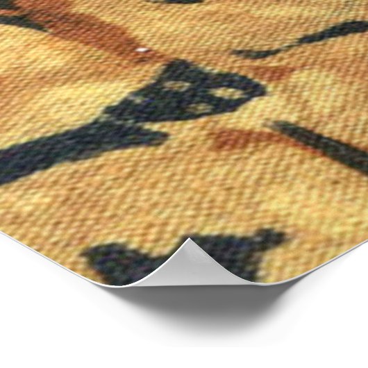 Batik Earthy Coffee Bean Elegant Rustikal geplagt Poster (Ecke)