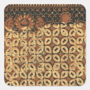 Batik Earthy Coffee Bean Elegant Rustikal geplagt Quadratischer Aufkleber