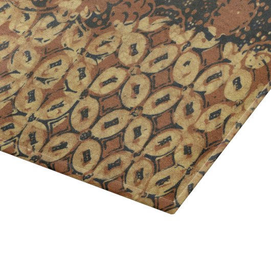 Batik Earthy Coffee Bean Elegant Rustikal geplagt Schneidebrett (Ecke)