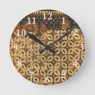 Batik Earthy Kaffeebohne Elegant Rustikal Robust Runde Wanduhr