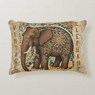 Batik,Elefant,Antik ,Vintage Stil, Braun Dekokissen