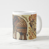 Batik Elefant, Vintager Stil, antike Jumbo-Tasse (Vorderseite Rechts)