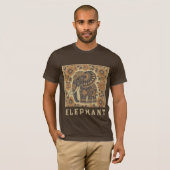 Batik-Elefanten-Vintage-Design, Retro T-Shirt (Vorne ganz)