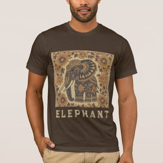 Batik-Elefanten-Vintage-Design, Retro T-Shirt (Vorderseite)