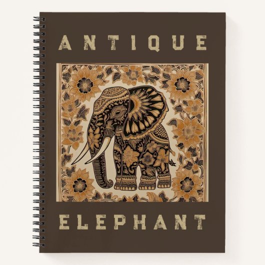 Batik Elephant Vintage Style Design,Elephant Retro Notizblock (Vorderseite)