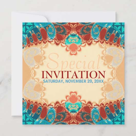 Batik Exotic Square Geburtstag / Special Invitatio Einladung (Vorderseite)