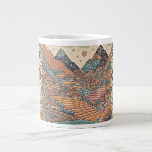 Batik-GebirgsIllustration Jumbo-Tasse (Vorderseite)