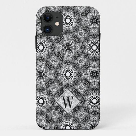 Batik Geometrica Monogram Individuelle Name Handy  Case-Mate iPhone Hülle (Rückseite)