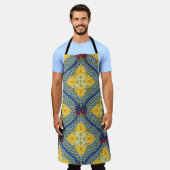 Batik Indonesische Wax-Resist Dyeing Technik Schürze (Getragen)