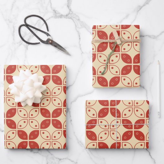 Batik Kawung, indonesisches Muster, Javanisch, Eth Geschenkpapier Set (Vorderseite)