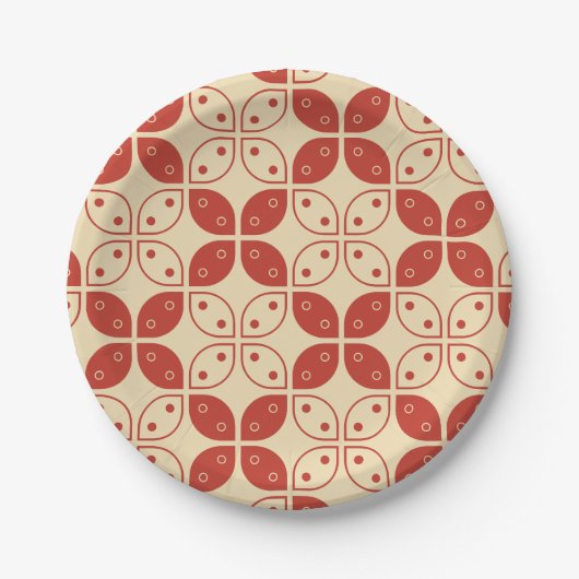 Batik Kawung, indonesisches Muster, Javanisch, Eth Pappteller (Vorderseite)