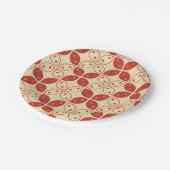 Batik Kawung, indonesisches Muster, Javanisch, Eth Pappteller (Schrägansicht)