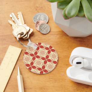 Batik Kawung, indonesisches Muster, Javanisch, Eth Schlüsselanhänger