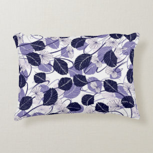 Batik Lila Blätter und Weinbilder Dekokissen
