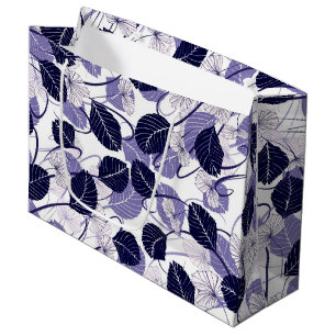Batik Lila Blätter und Weinbilder Große Geschenktüte