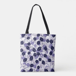 Batik Lila Blätter und Weinbilder Tasche