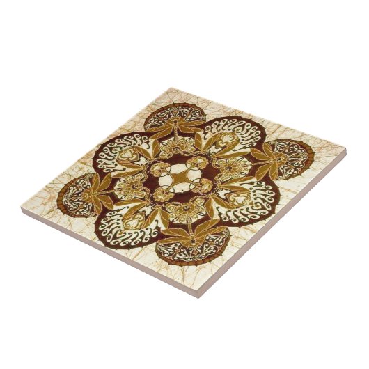 Batik-Mandala in Brown und in TAN Fliese (Seite)