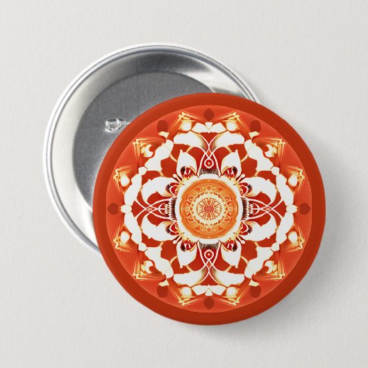Batik Mandala Muster in Rust Red Button (Vorne & Hinten)