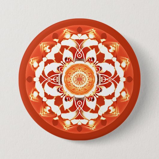 Batik Mandala Muster in Rust Red Button (Vorderseite)