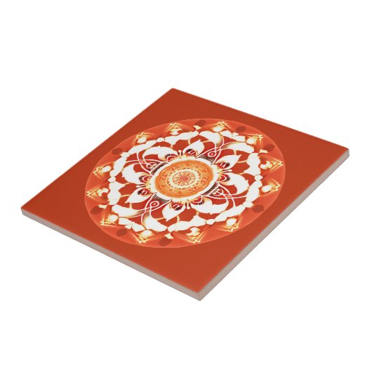 Batik Mandala Muster in Rust Red Fliese (Seite)