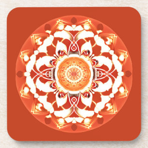 Batik Mandala Muster in Rust Red Getränkeuntersetzer