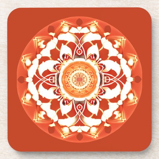 Batik Mandala Muster in Rust Red Getränkeuntersetzer (Vorderseite)