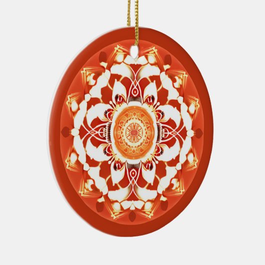 Batik Mandala Muster in Rust Red Keramik Ornament (Rechts)