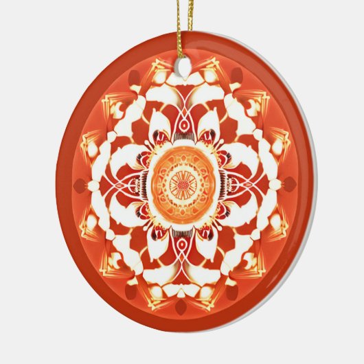 Batik Mandala Muster in Rust Red Keramik Ornament (Links)