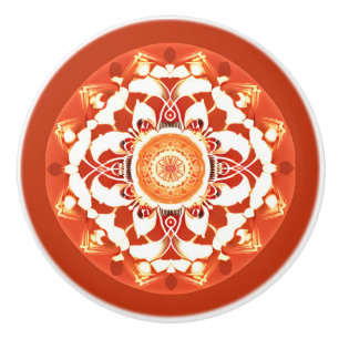 Batik Mandala Muster in Rust Red Keramikknauf