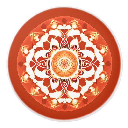 Batik Mandala Muster in Rust Red Keramikknauf (Vorderseite)
